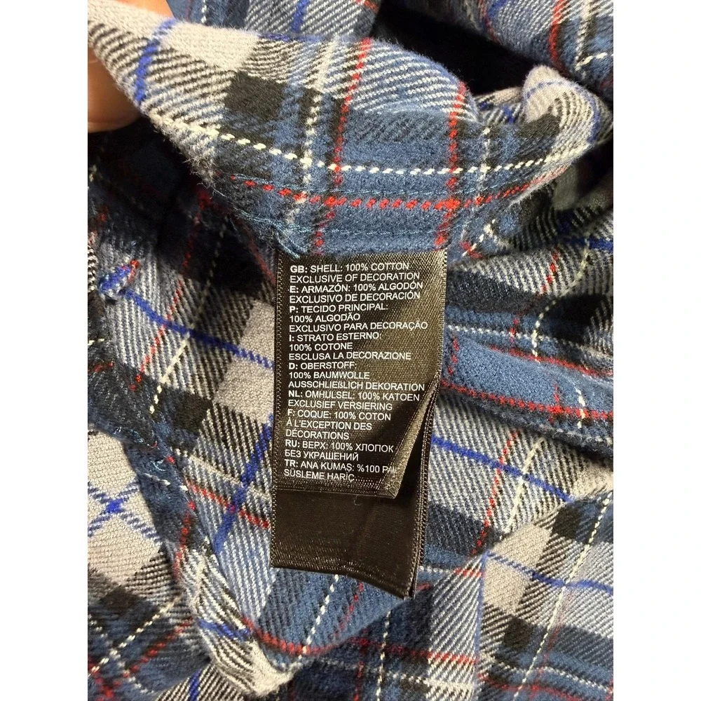 The North Face Mens XL Blue Grey Plaid Cotton Flannel Long Sleeve Button Shirt